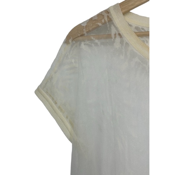 John Mark Cream Sheer Animal Print Cotton Blend Shirt - Picture 3 of 6